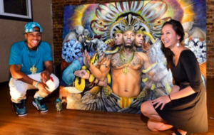 B.o.B. with artist Hannah Faith Yata (painter who designed album artwork).