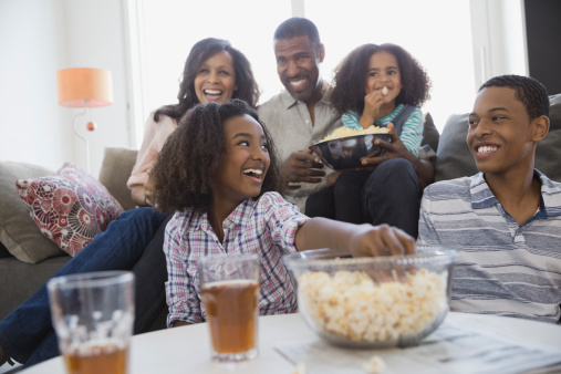 Black Family Sitting Together