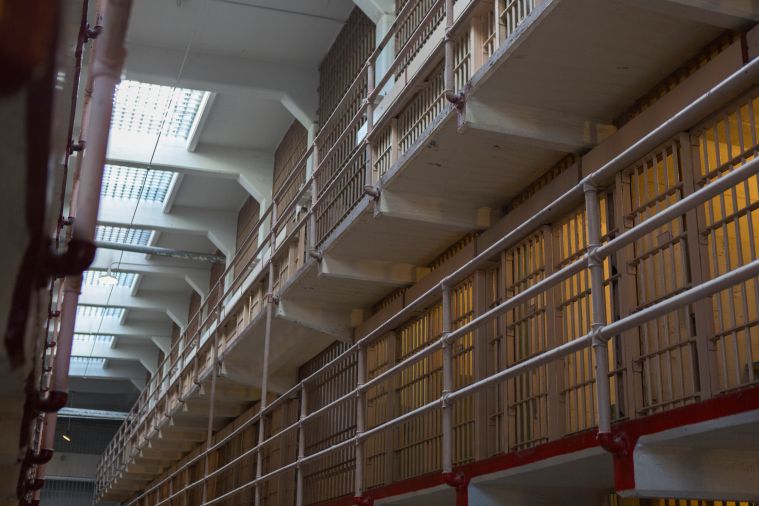 Interior of prison cell blocks on Alcatraz Island