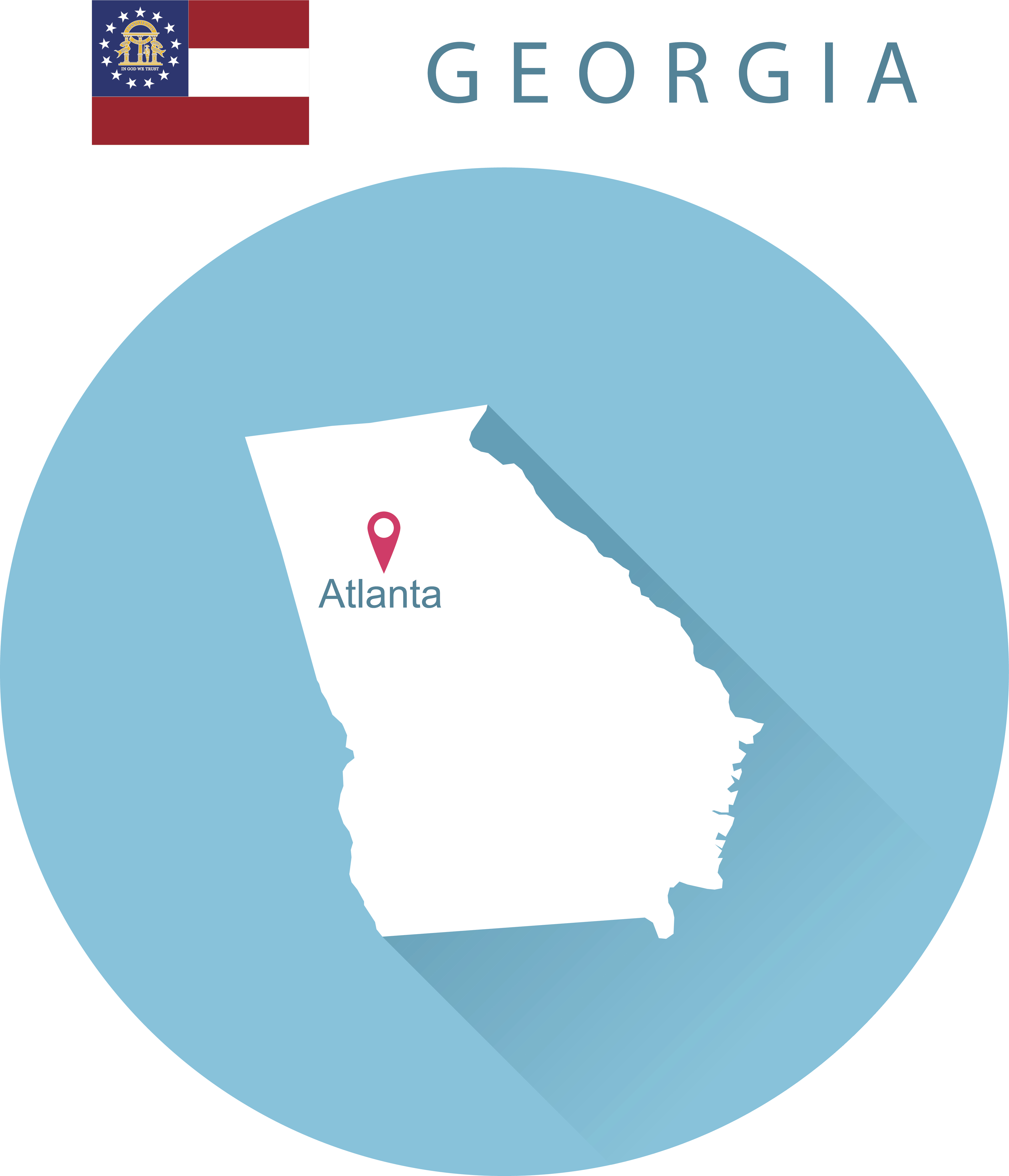 USA state Of Georgia's map and Flag