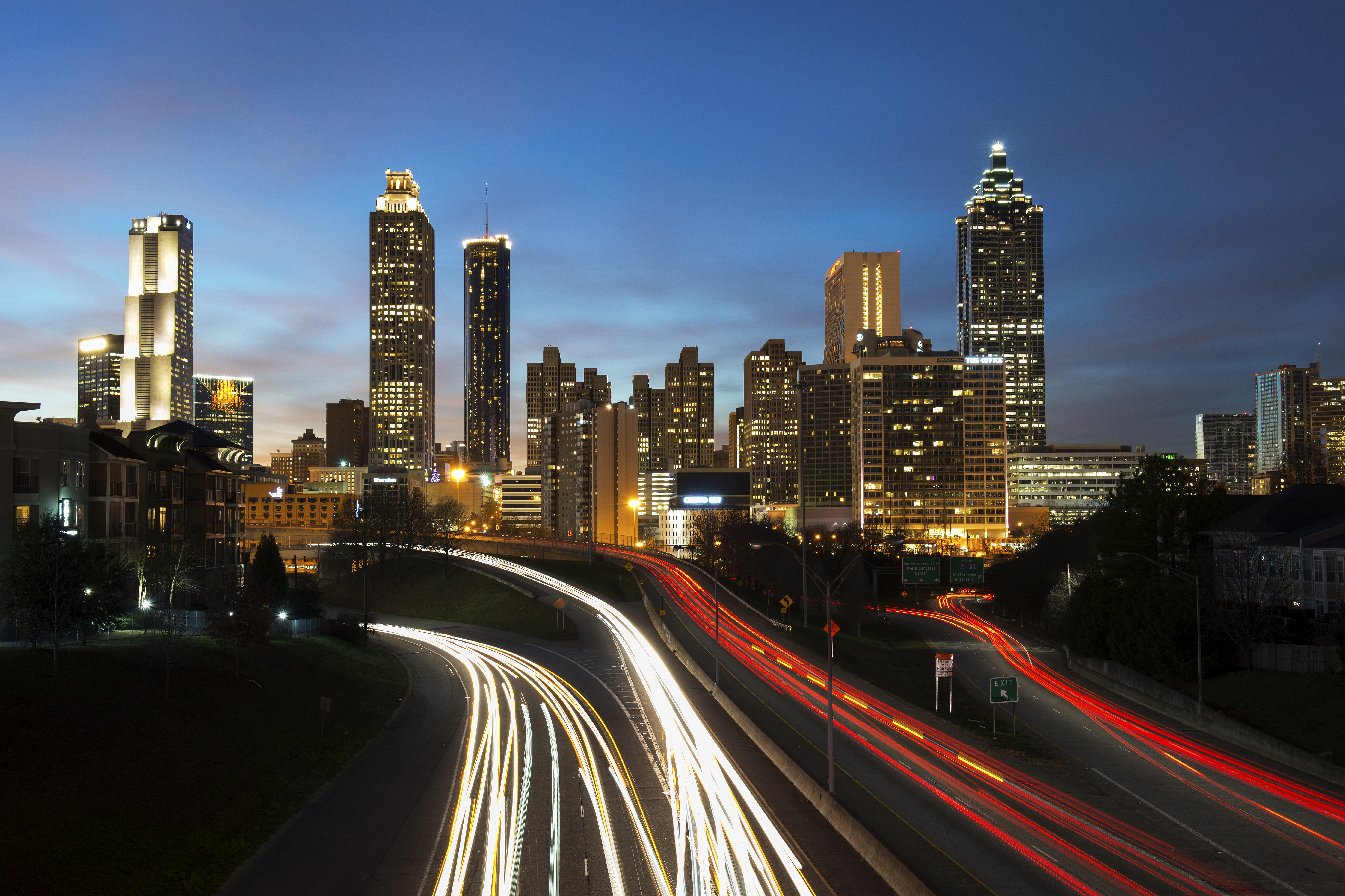 Atlanta city skyline at night