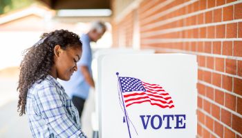 Beautiful Young Black Girl Voting