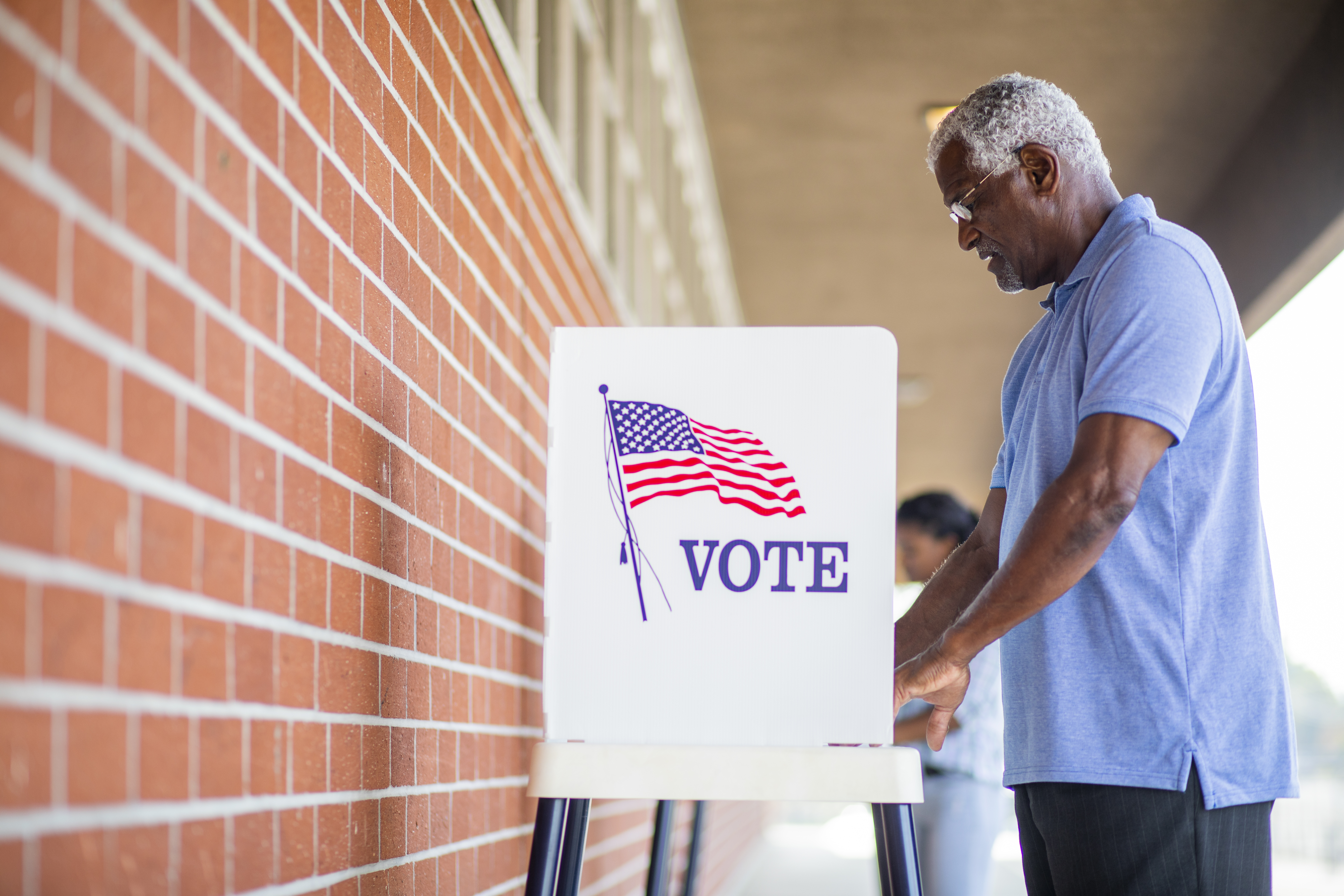 Senior Black Man Voting