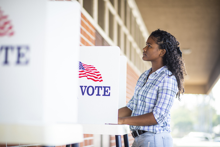 Beautiful Young Black Girl Voting