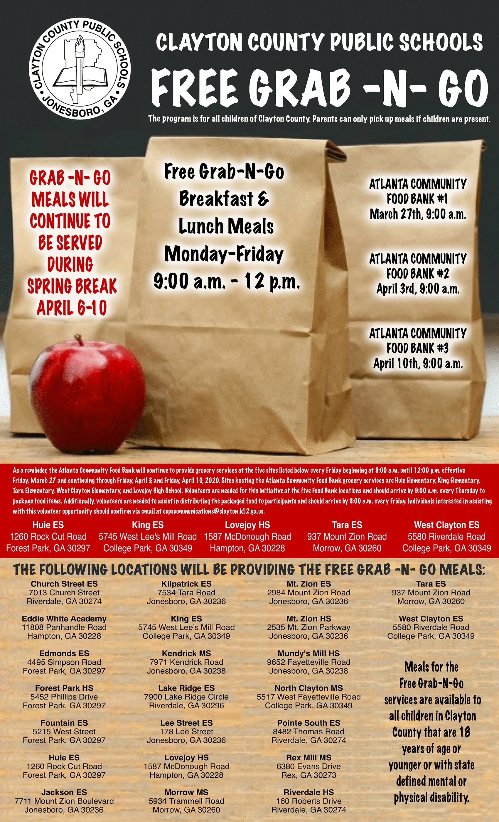 clayton county free meals