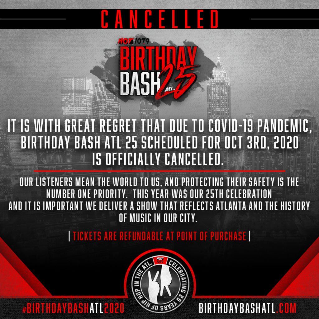 Birthday Bash ATL Cancelled