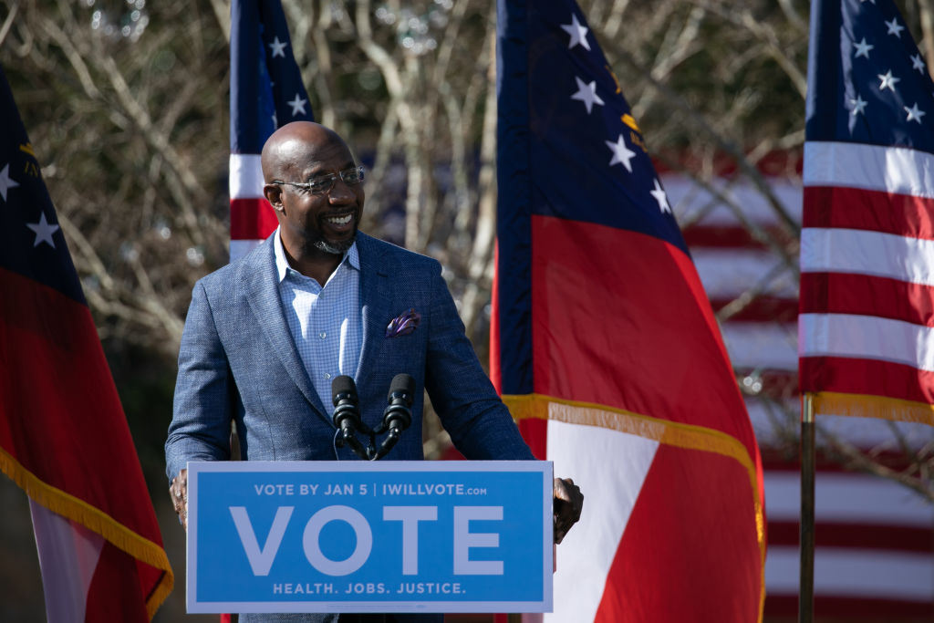 Vice President-Elect Kamala Harris Campaigns For Democratic GA Senate Candidates