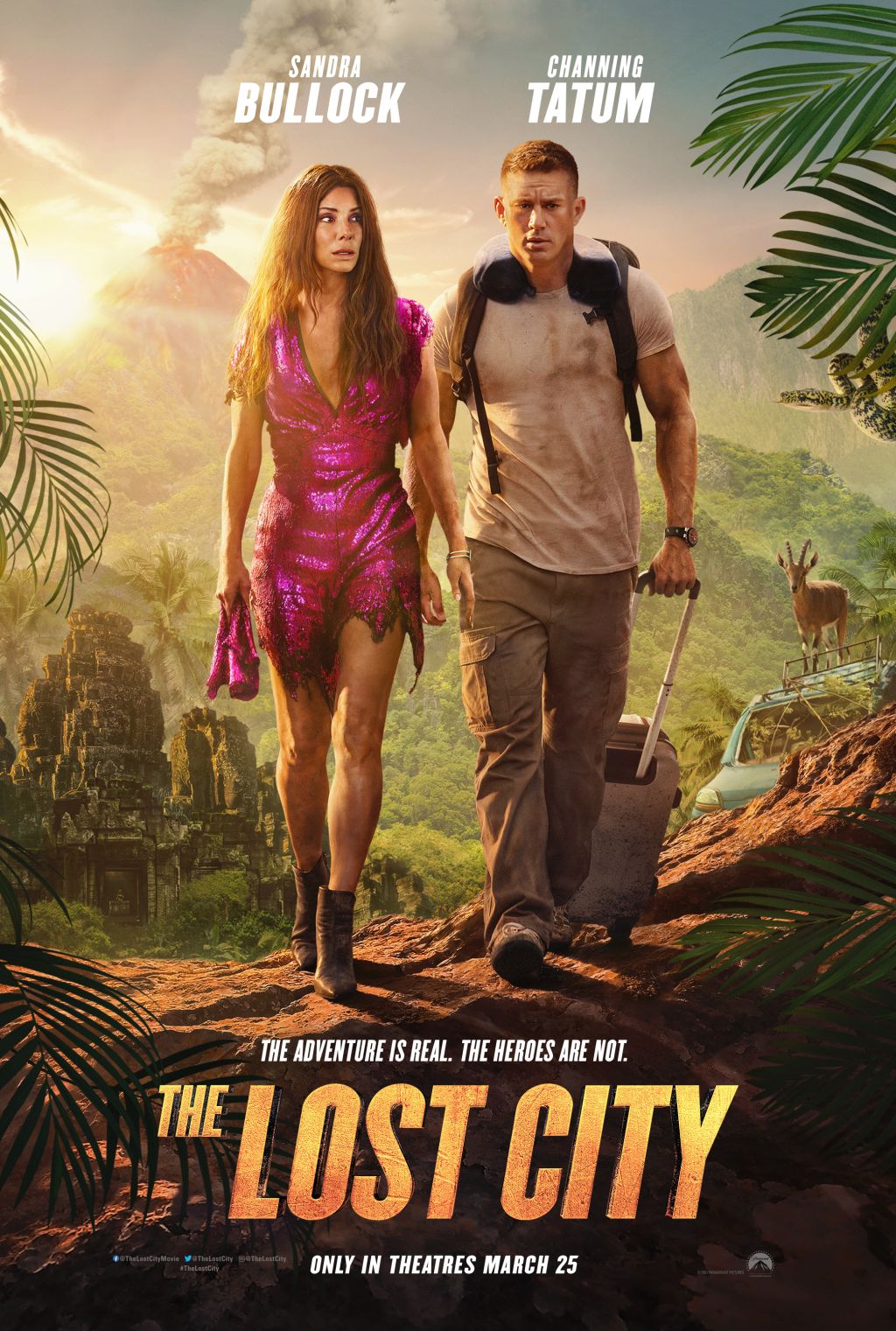 andra Bullock and Channing Tatum in their new epic jungle adventure The Lost City