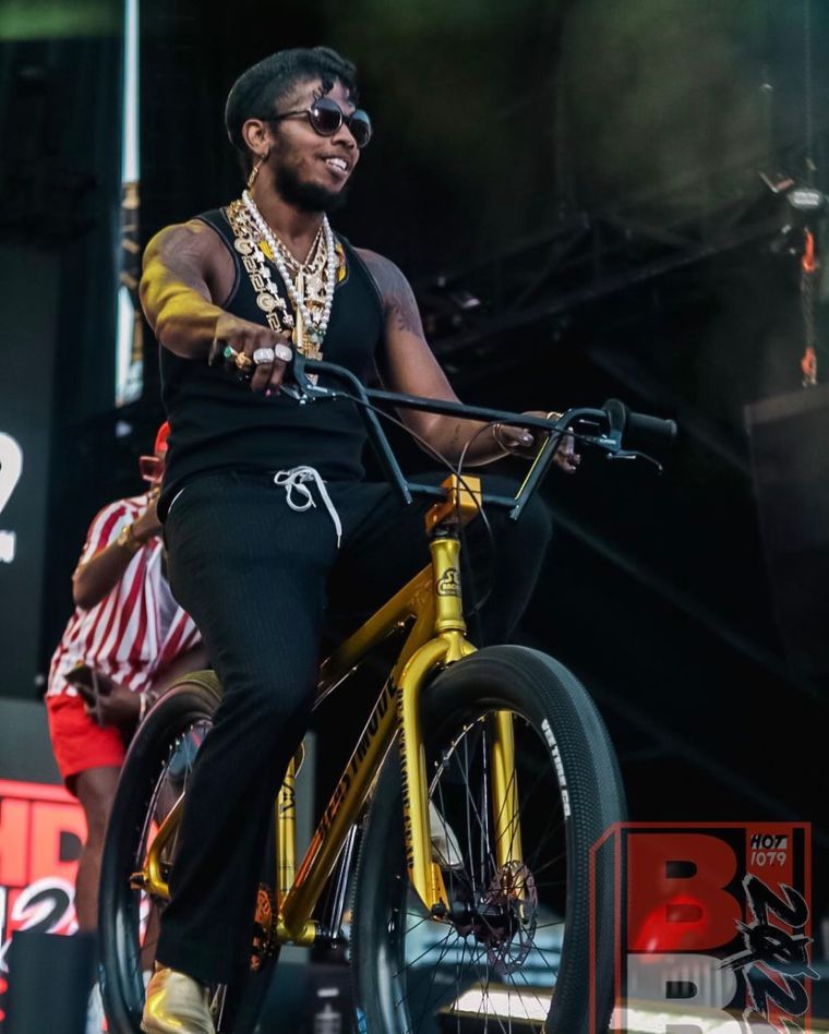 Trinidad James brings his bike on the Birthday Bash ATL stage